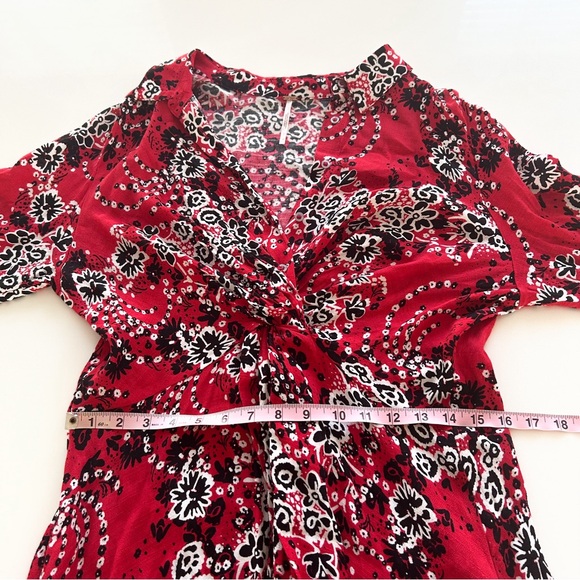 Free People | Shirt Dress | Red printed | Tough Love | Maxi | Size 12 | Boho - Picture 8 of 11